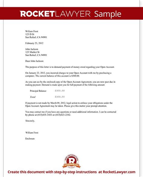demand letter  money owed  sample request letter letter