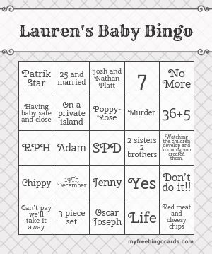 print  laurens baby bingo cards