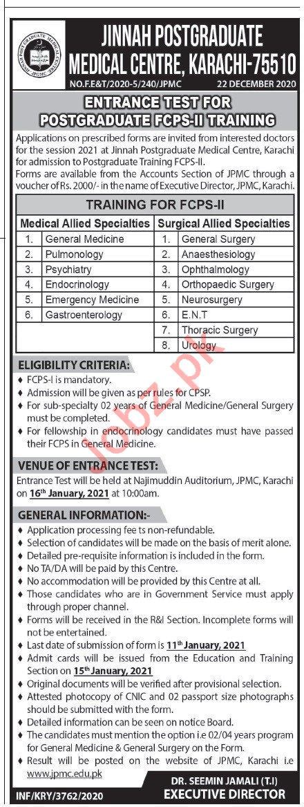 Jinnah Postgraduate Medical Centre Jpmc Karachi Jobs 2021 2023 Job