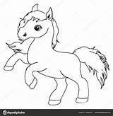 Coloring Horse Cute Unicorn Little Stock Saddle Illustration Depositphotos sketch template