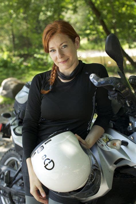 camille crimson and her motorbike with images