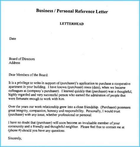 business reference letter  apartment reference letter personal