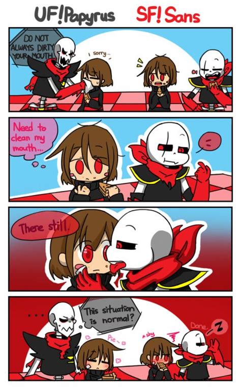 Underfell Papyrus And Frisk Swapfell Sans And Frisk
