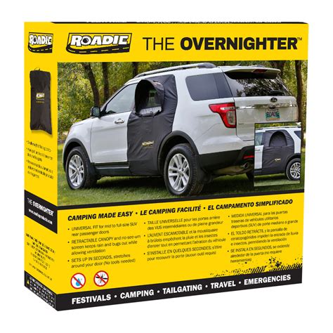 overnighter suv window tent  bug screen  retractable awning roadie products