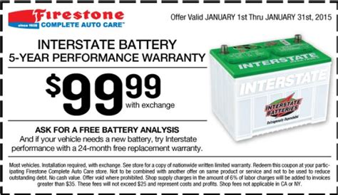 interstate battery firestone auto care printable coupon january  auto
