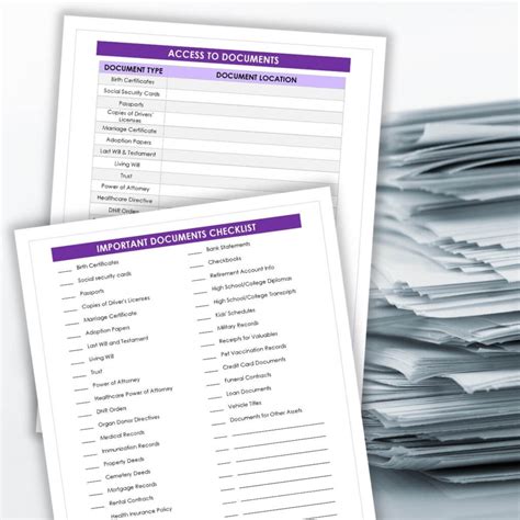 important papers  documents      checklist