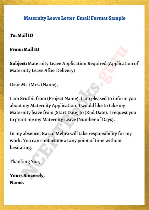 maternity leave application format tips  write  maternity leave letter