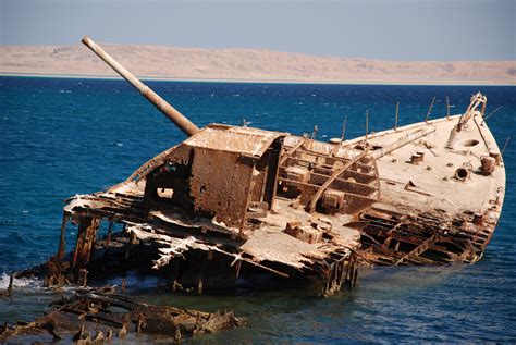 rusted steel wreck  egyptian destroyer el qaher   coast   red sea victim