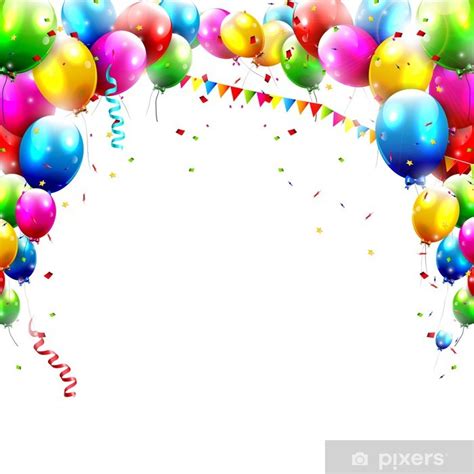 Birthday Balloons Isolated On White Background Poster