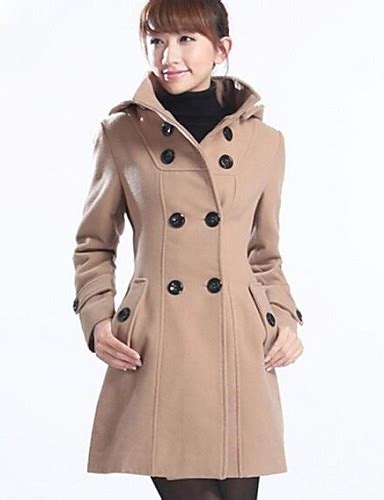 women s slim stand collar double breasted long sleeve trench coat