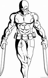 Coloring4free Deadpool Coloring Pages Swords Two Related Posts sketch template