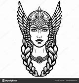 Valkyrie Goddess Pagan Mythical sketch template