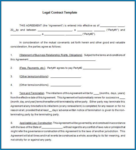 √ Free Editable Legally Binding Contract Template Templateral