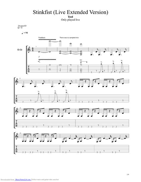 stinkfist live extended version guitar pro tab by tool