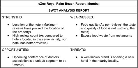 hotel swot analysis effective   evaluating  business