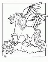 Coloring Pegasus Pages Unicorn Beautiful Kids Rainbow sketch template