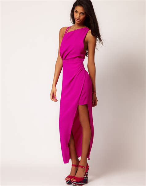lyst asos collection asos mini dress with maxi overlay in pink