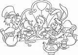 Alice Wonderland Coloring Pages Tea Party Printable Colouring Printables Color Kids Book Drawing Cat Cheshire Boston Print Clipart Mad Getdrawings sketch template