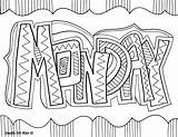 Printable Alley Colouring Quotes Mondays Calender sketch template
