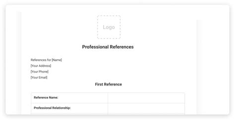 professional references template   job application mondaycom blog