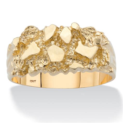 mens solid  yellow gold nugget ring  palmbeach jewelry