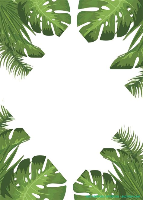 printable tropical leaves invitation templates