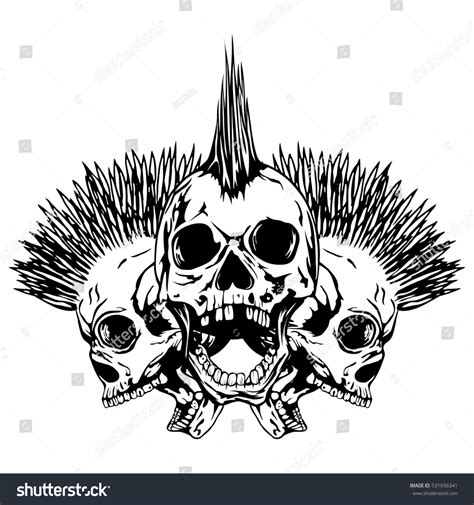 vector illustration  punk skulls skull stock vector