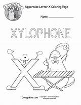 Letter Coloring Uppercase Xylophone Printable Moo Doozy Cute sketch template
