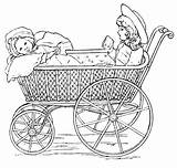 Coloring Dolls Stroller Pages Printable sketch template
