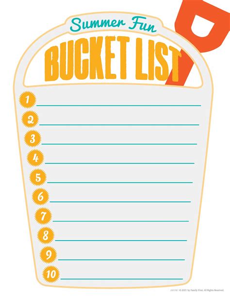 summer bucket list template printable templates