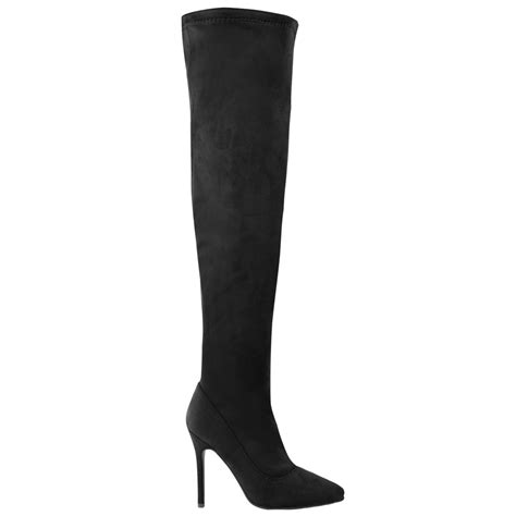 womens sexy thigh over the knee boots high heels stilleto stretch black