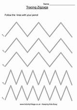 Tracing Zigzags Worksheets Pattern Preschool Worksheet Pencil Handwriting Practice Zig Zag Lines Dotted Activityvillage Name Paper Control Choose Board Activities sketch template