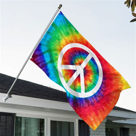 peace sign tie dye flag  ft  grommets world peace etsy