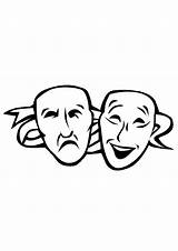Drama Masks Cliparts Faces Coloring Clip Pages Gif Clipart Library sketch template