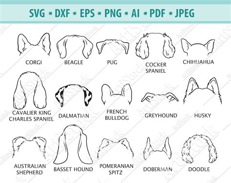 ear dog svg file dog ear outline svg pet ear svg dog ear cut file