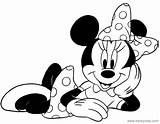 Minnie Coloring Mouse Pages Down Disney Lying sketch template