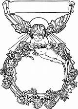 Cherub Wreath Angel Libris Ex Rose Drawing Banner Wingsofwhimsy Wordpress Coloring Clipartmag Wings sketch template