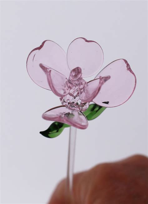 Hand Blown Glass Flowers Long Stem Huge 21 Tall Green Murano Glass