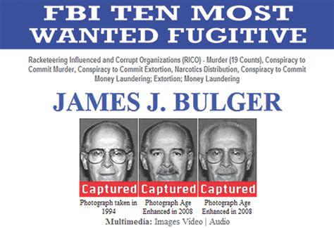 Top Ten Fugitive James ‘whitey’ Bulger Arrested — Fbi