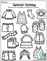 Summer Preschool Worksheets Clothing Wear Seasons Activities Kindergarten Clothes Crafts Worksheet Coloring Color Weather Pages Items Different Do Themes Preschoolers sketch template
