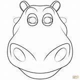 Hippo Mask Printable Coloring Template Face Pages Cartoon Supercoloring Source sketch template