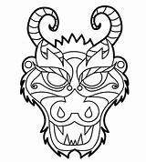 Dragon Chinese Mask Coloring Year Pages Face China Ancient Festival Boat Drawing Kids Template Crafts Color Print Pj Printable Dragons sketch template