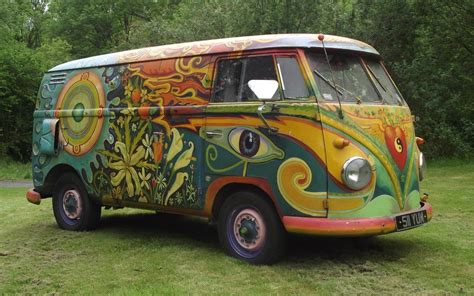 hippie van   hammer psychedelic type  vw   auction cars