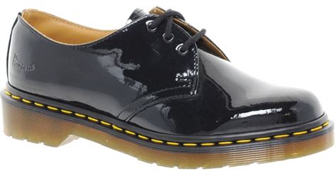 dr martens  classic black patent flat shoes  black lyst