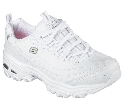 skechers dlite womens fresh start white walking shoe wide width