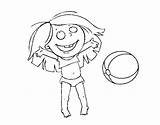 Playa Colorir Bambina Pallone Bola Ballon Fillette Pelota Acolore Dibuix Bolas Dibujar Playas Dibuixos sketch template