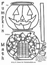 Math Halloween Coloring Pages Pumpkin Graph Activity Color Printables Trick Addition Activities Kids Puzzles Word Search Worksheets Graphing Printable Treat sketch template
