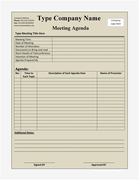 effective meeting agenda templates wordexcel
