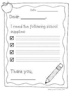 school supplies letter  parents notes  parents letter