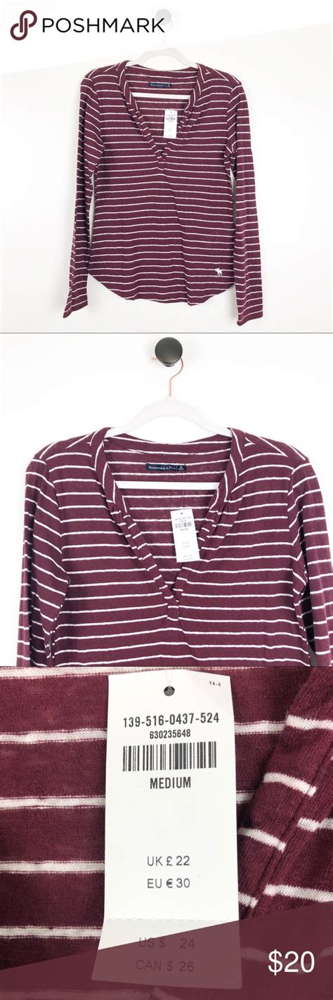 Abercrombie And Fitch Striped V Neck Shirt Stripe M Abercrombie And